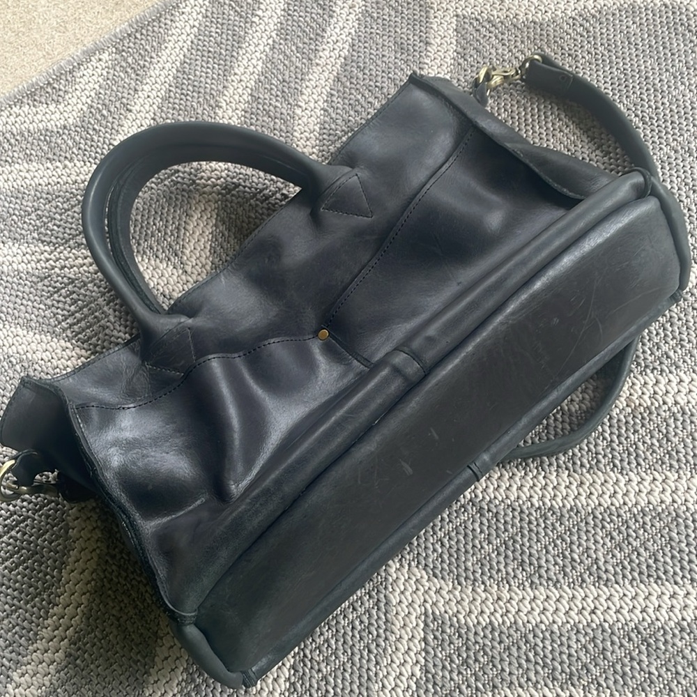 Raven + Lily Karem bag oiled leather satchel tote black charcoal - Picture 5 of 11